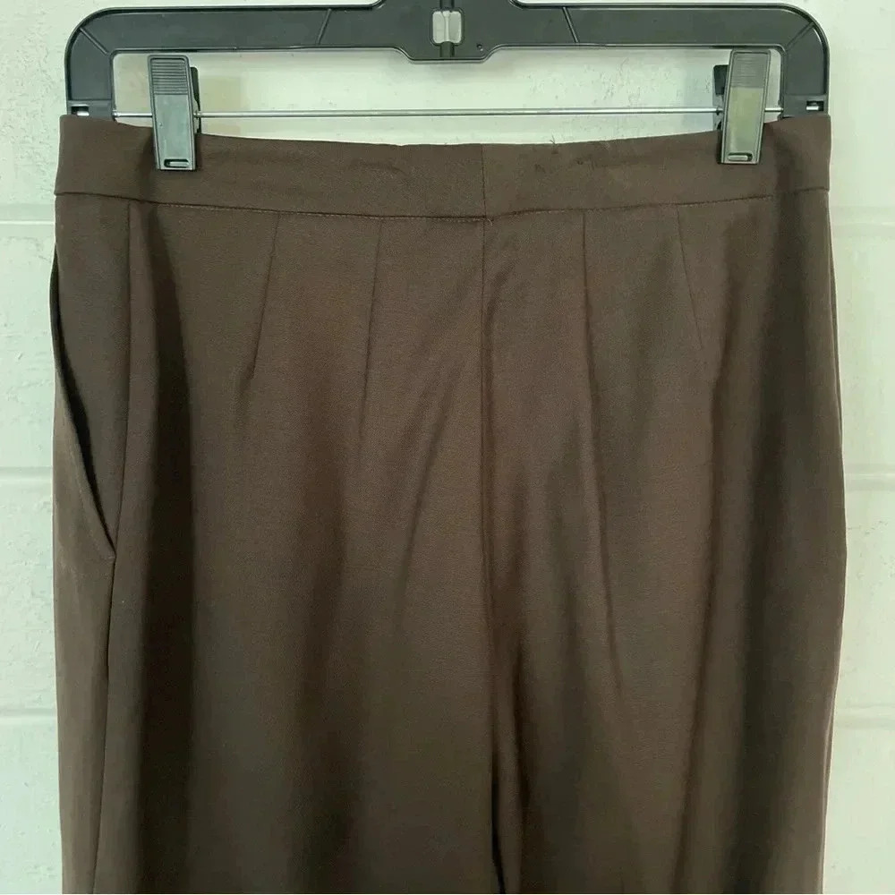 Ellen Tracy High Waist Straight Leg Brown Wool Dress Pants Size 6 - Picture 6 of 8